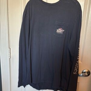 Vineyard Vines Men's Navy Shirt Christmas-theme